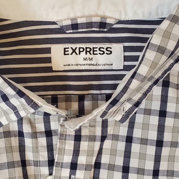 Gray/Blue Express LS Button Down - L (EUC) - Picture 4 of 7